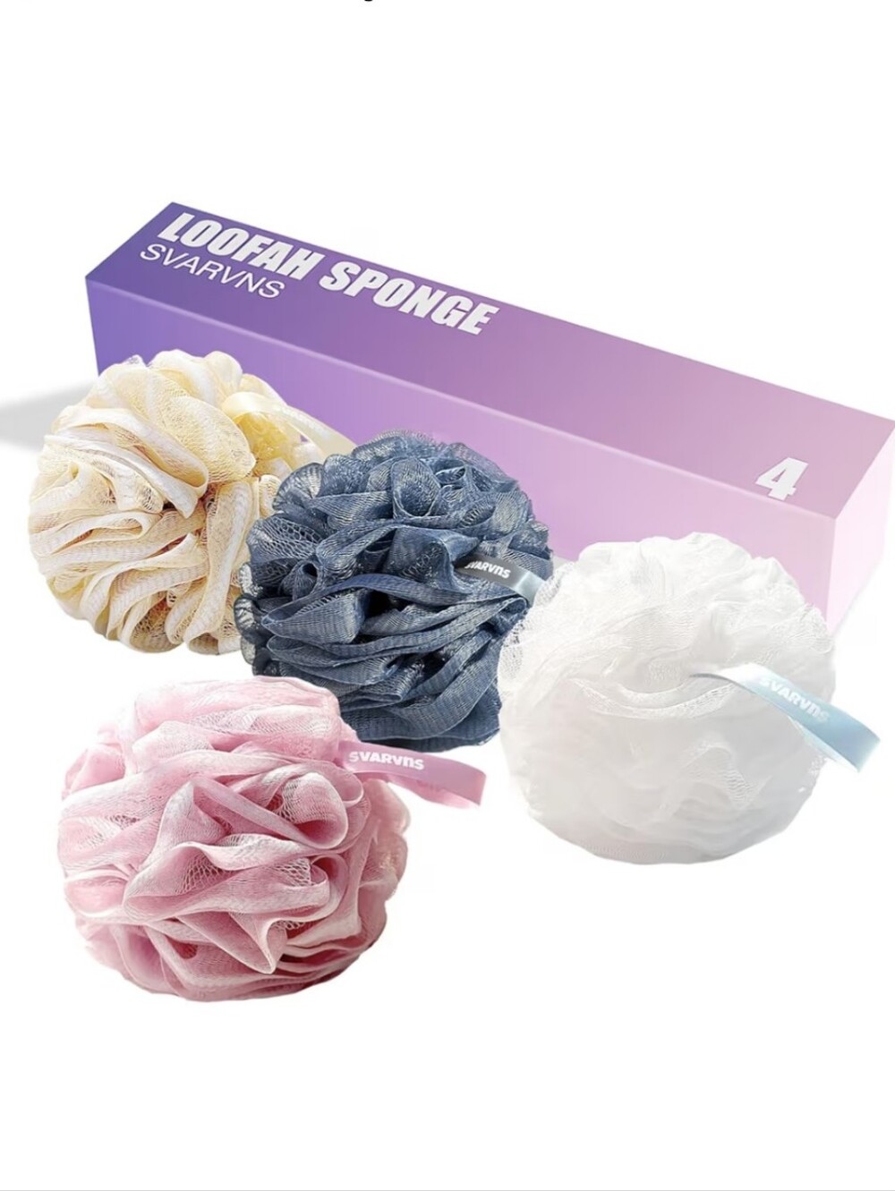 4pk Large Shower Loofah Sponges New